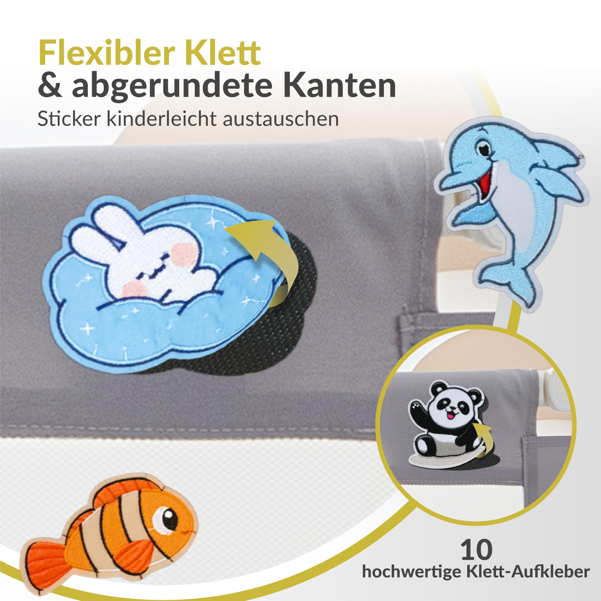 Wolkenglück Patch-Set für Bettrausfallschutz – Filz-Applikation Detail