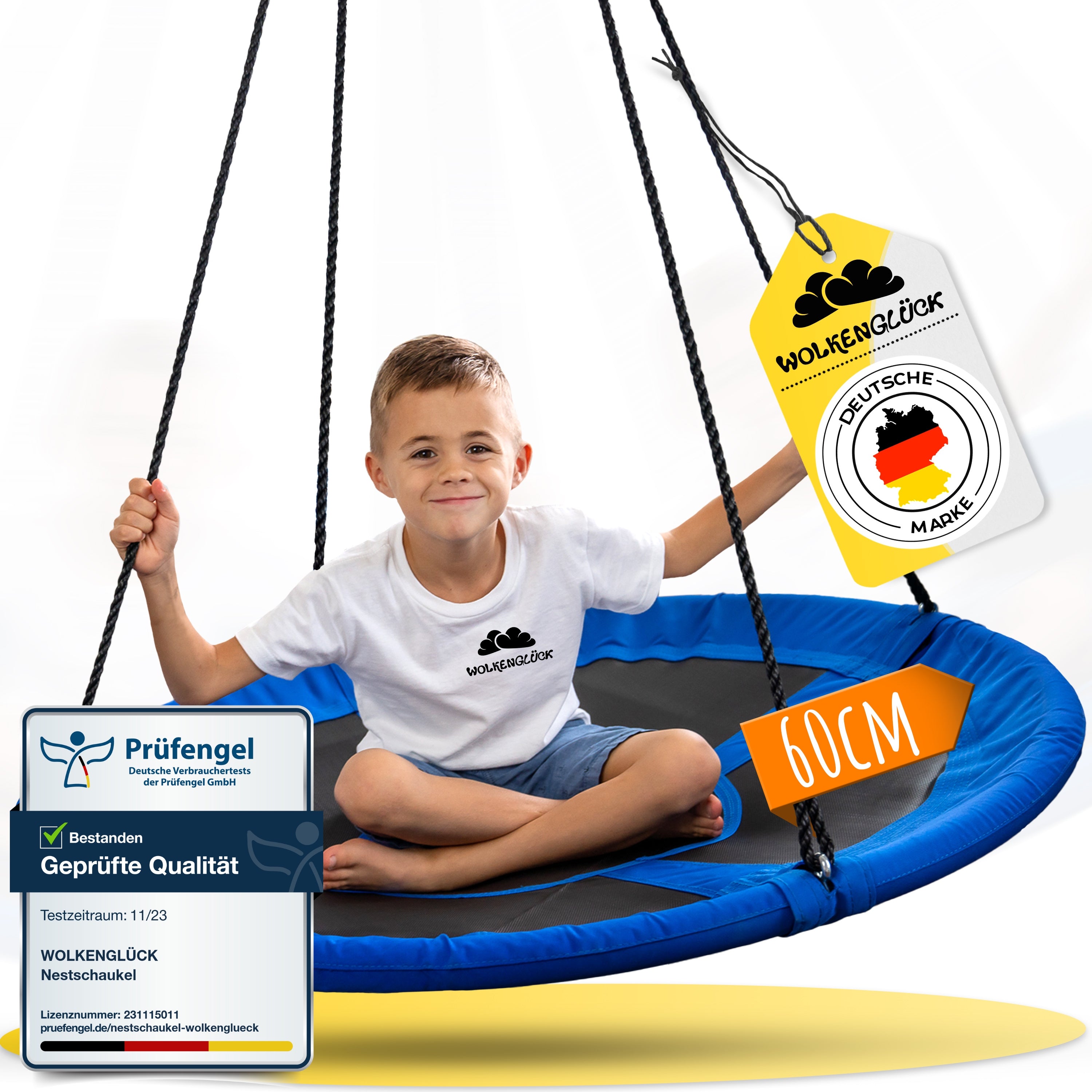 Wolkenglück Nestschaukel blau rund 60 cm – Produktansicht#Größe_60cm