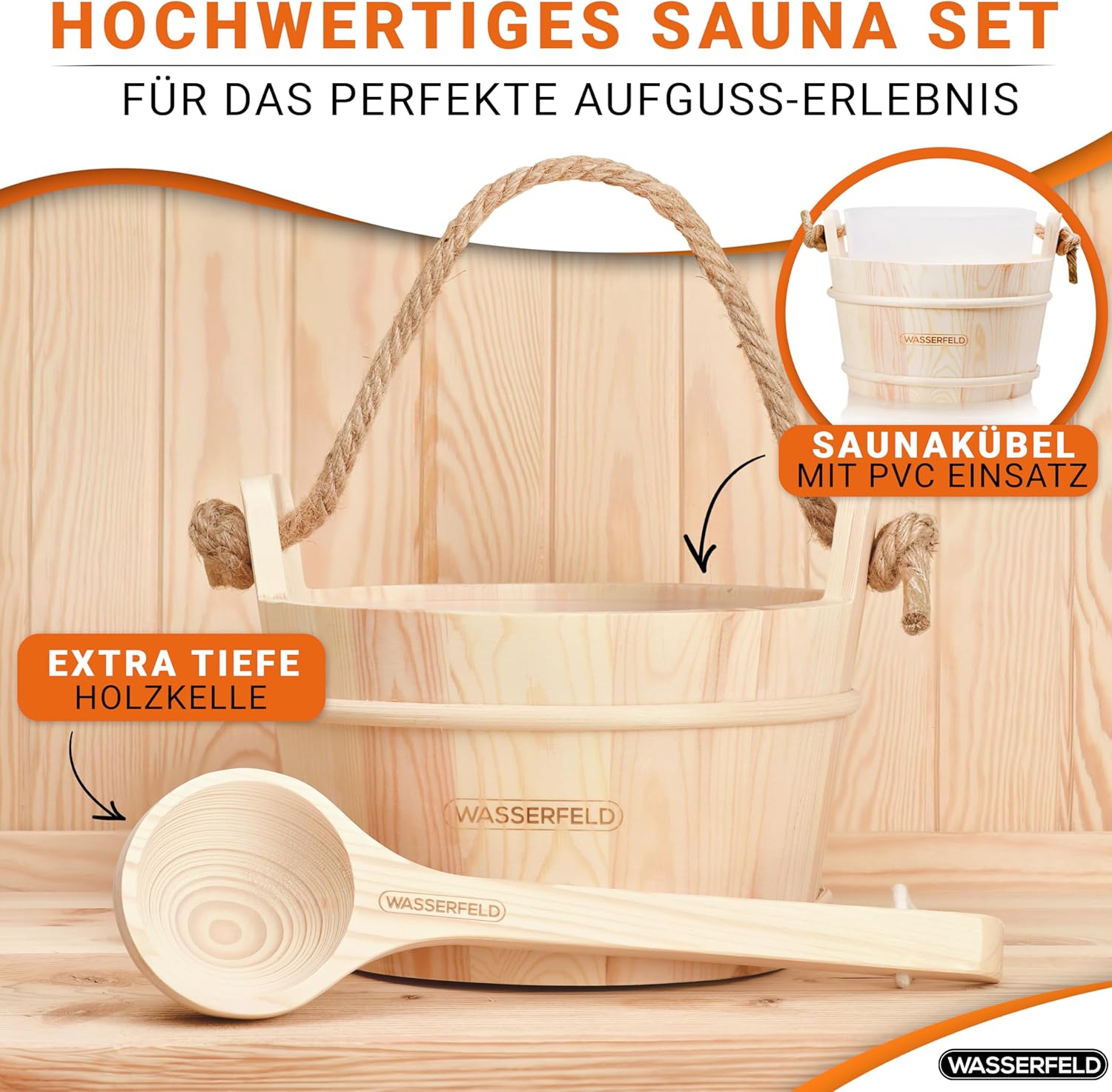 #Set_Saunaeimer, Kelle, Sanduhr & Hygrometer