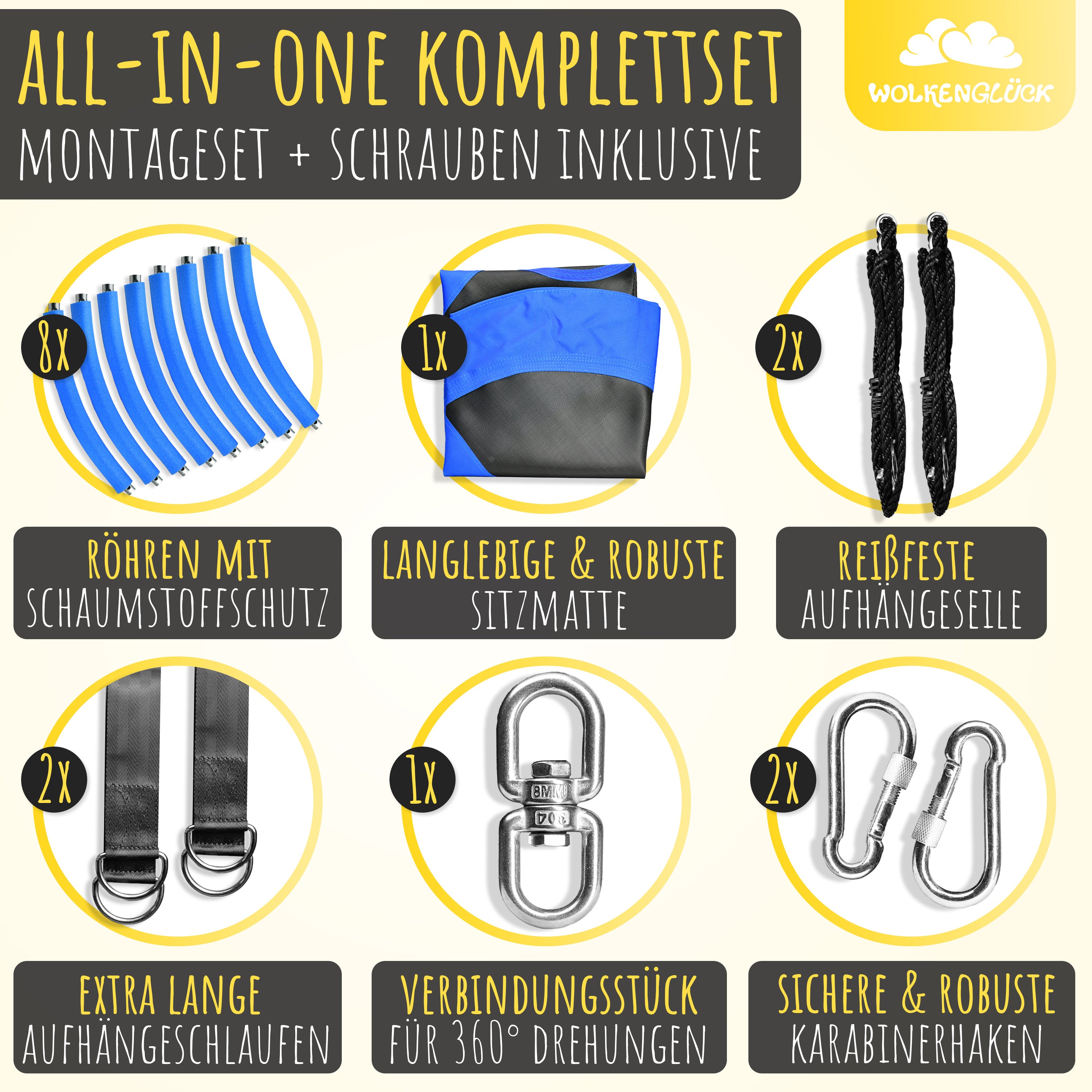Wolkenglück Nestschaukel blau rund 110 cm – Detailansicht#Farbe:_blau